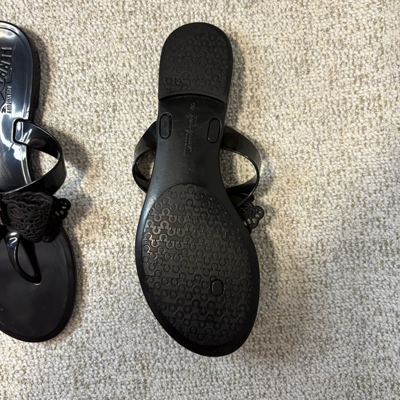 Salvatore Ferragamo Lace Bow Tie, Black Jelly Sandals - Picture 7 of 14